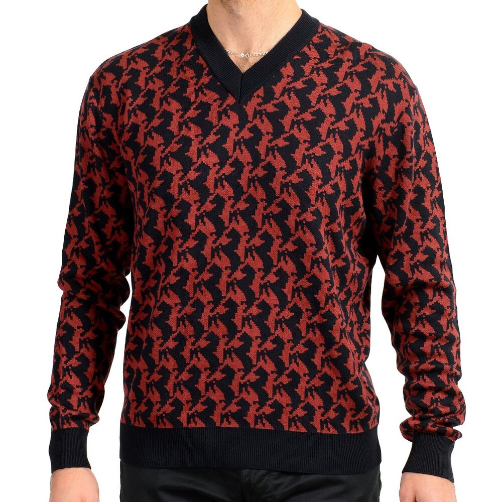 Scuderia Ferrari Men's Organic Cotton Silk V-Neck Pullover Sweater US M IT 50
